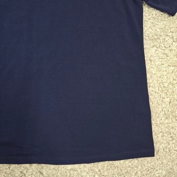 Susan Graver Top Women 1X Blue Liquid Knit Short Sleeve Mature Stretch Career - Picture 2 of 8
